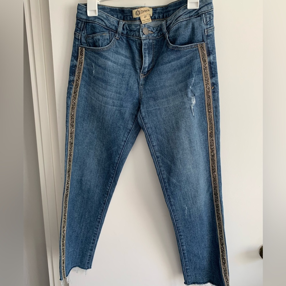 Democracy Blue Skinny Jeans with Side Embellishments